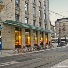 Bicycle stands in the city centre of Geneva