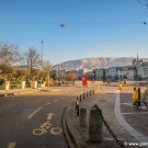 Dedicated cycle lane in the city centre of Geneva