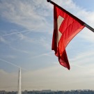 The Jet d'eau and the Swiss flag in Geneva