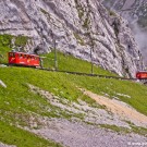 Pilatus cogwheel train approaching the upper terminal