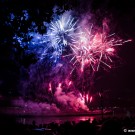 Swiss National Day Fireworks by the River Rhine in Basel